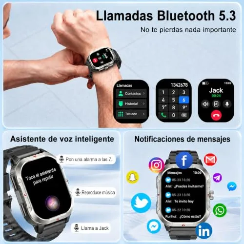 Jugeman ▫️ Relógio inteligente para homem com GPS, relógio inteligente de 2,06 polegadas, monitor de fitness 3