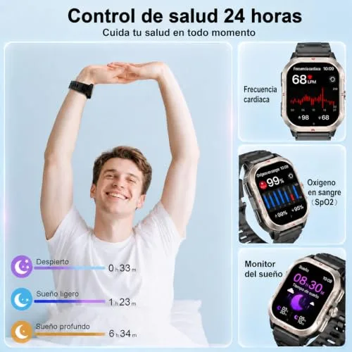 Jugeman ▫️ Relógio inteligente para homem com GPS, relógio inteligente de 2,06 polegadas, monitor de fitness 5