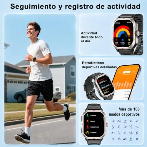 Jugeman ▫️ Relógio inteligente para homem com GPS, relógio inteligente de 2,06 polegadas, monitor de fitness 6