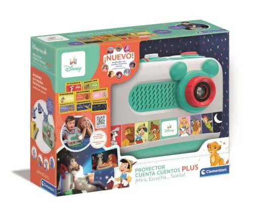 Clementoni ▫️ Projetor de Contos Plus Disney - Brinquedo infantil interativo e musical, inclui 7 histórias projetadas, melodias para adormecer e alça de transporte - 55668 2
