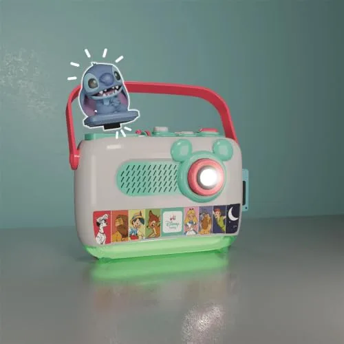 Clementoni ▫️ Projetor de Contos Plus Disney - Brinquedo infantil interativo e musical, inclui 7 histórias projetadas, melodias para adormecer e alça de transporte - 55668 4