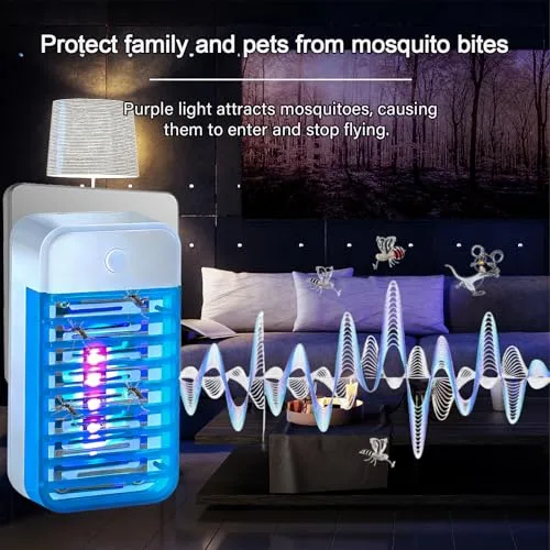 PEHTIY ▫️ Lâmpada antimosquitos, 4 unidades, repelente elétrico de mosquitos, armadilha UV para insetos, armadilha para mosquitos para interiores, para o quarto, escritório e cozinha, para moscas, mosquitos e traças 2