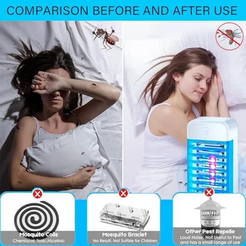 PEHTIY ▫️ Lâmpada antimosquitos, 4 unidades, repelente elétrico de mosquitos, armadilha UV para insetos, armadilha para mosquitos para interiores, para o quarto, escritório e cozinha, para moscas, mosquitos e traças 3
