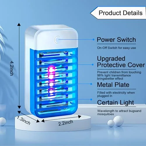 PEHTIY ▫️ Lâmpada antimosquitos, 4 unidades, repelente elétrico de mosquitos, armadilha UV para insetos, armadilha para mosquitos para interiores, para o quarto, escritório e cozinha, para moscas, mosquitos e traças 6