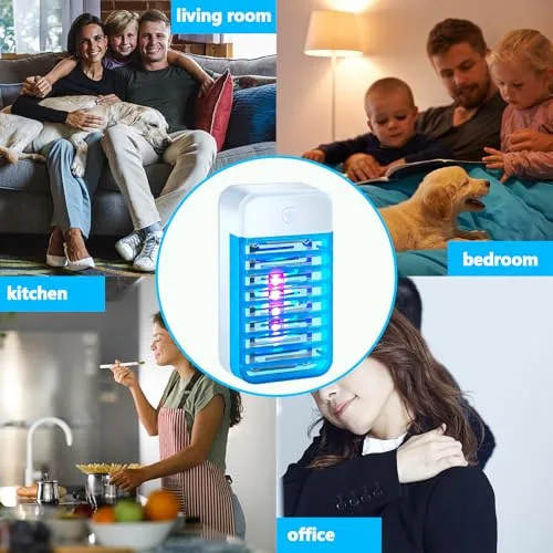 PEHTIY ▫️ Lâmpada antimosquitos, 4 unidades, repelente elétrico de mosquitos, armadilha UV para insetos, armadilha para mosquitos para interiores, para o quarto, escritório e cozinha, para moscas, mosquitos e traças 7
