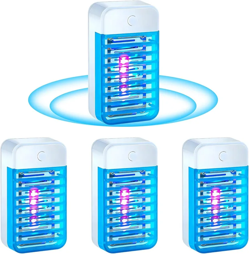 PEHTIY ▫️ Lâmpada antimosquitos, 4 unidades, repelente elétrico de mosquitos, armadilha UV para insetos, armadilha para mosquitos para interiores, para o quarto, escritório e cozinha, para moscas, mosquitos e traças