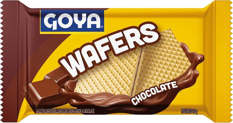 Goya ▫️ Bolachas Wafer de Chocolate 95 g, finas camadas de bolacha com recheio de sabor intenso a chocolate, ideais para sobremesas ou gelados