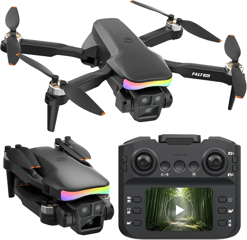 lanvansrc ▫️ F417PRO Mini Drone FPV com Câmara HD 1080P, Comando Remoto com Ecrã LCD, Motor sem escovas, Carregamento rápido Type-C, Menos de 249 g, Drone para adultos, crianças e principiantes, Presentes para meninos e meninas