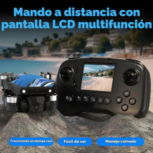 SEKOsamrt ▫️ Drone com câmara para principiantes, comando à distância com ecrã LCD, mini-drone com vídeo FPV, evasão de obstáculos a 270°, piruetas 3D, quadricóptero RC dobrável, cartão SD até 32 GB 2