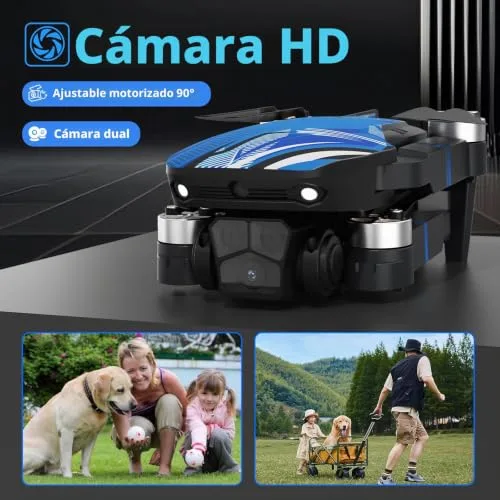 SEKOsamrt ▫️ Drone com câmara para principiantes, comando à distância com ecrã LCD, mini-drone com vídeo FPV, evasão de obstáculos a 270°, piruetas 3D, quadricóptero RC dobrável, cartão SD até 32 GB 5