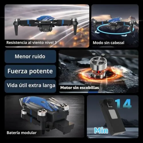 SEKOsamrt ▫️ Drone com câmara para principiantes, comando à distância com ecrã LCD, mini-drone com vídeo FPV, evasão de obstáculos a 270°, piruetas 3D, quadricóptero RC dobrável, cartão SD até 32 GB 6