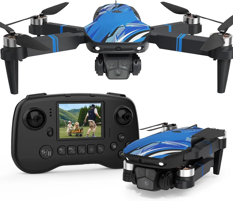 SEKOsamrt ▫️ Drone com câmara para principiantes, comando à distância com ecrã LCD, mini-drone com vídeo FPV, evasão de obstáculos a 270°, piruetas 3D, quadricóptero RC dobrável, cartão SD até 32 GB