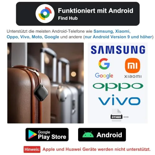 Luckice ▫️ Localizador Android Smart Tag Bluetooth Tracker compatível com a aplicação Google Find My Hub (apenas Android), localizador anti-perda para chaves, malas, mochilas, bolsas e muito mais, cor preta, 4 unidades 2