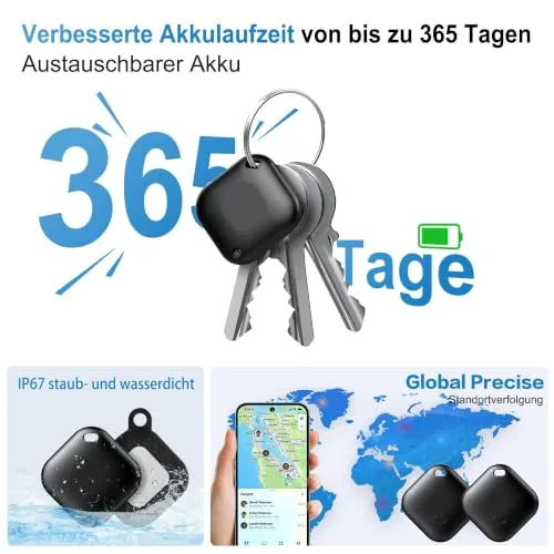 Luckice ▫️ Localizador Android Smart Tag Bluetooth Tracker compatível com a aplicação Google Find My Hub (apenas Android), localizador anti-perda para chaves, malas, mochilas, bolsas e muito mais, cor preta, 4 unidades 5