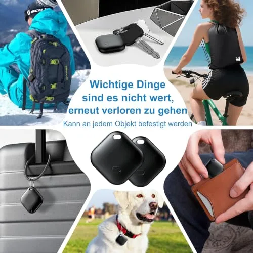 Luckice ▫️ Localizador Android Smart Tag Bluetooth Tracker compatível com a aplicação Google Find My Hub (apenas Android), localizador anti-perda para chaves, malas, mochilas, bolsas e muito mais, cor preta, 4 unidades 6