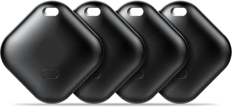 Luckice ▫️ Localizador Android Smart Tag, compatível com Bluetooth e com a aplicação Google Find My Hub (apenas Android), anti-perda para chaves, malas, mochilas, bolsas e muito mais, preto, embalagem de 4 unidades