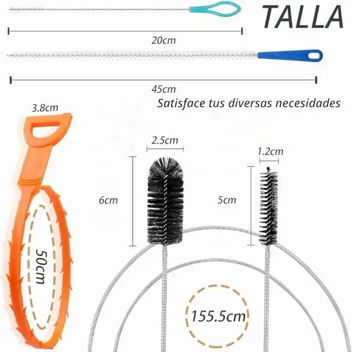 Genérico ▫️ Conjunto de 6 peças para desentupir o lava-loiça, escova de limpeza para o ralo 2