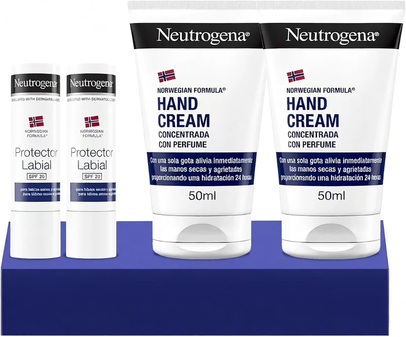 Neutrogena ▫️ Conjunto de creme para as mãos de 400 ml (2 unidades) + Cacao SPF 20 de 4,8 g (2 unidades)