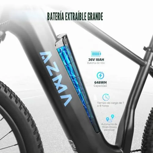 AZMA ▫️ Bicicleta Elétrica para Adultos 27,5"/29", 8 velocidades com bateria removível de 720 Wh/648 Wh, autonomia de 100-150 km – Bicicleta elétrica para montanha e uso urbano 3