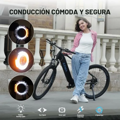 AZMA ▫️ Bicicleta Elétrica para Adultos 27,5"/29", 8 velocidades com bateria removível de 720 Wh/648 Wh, autonomia de 100-150 km – Bicicleta elétrica para montanha e uso urbano 4
