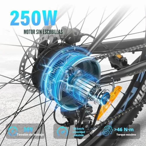 AZMA ▫️ Bicicleta Elétrica para Adultos 27,5"/29", 8 velocidades com bateria removível de 720 Wh/648 Wh, autonomia de 100-150 km – Bicicleta elétrica para montanha e uso urbano 5