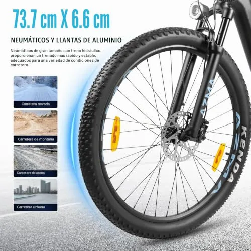 AZMA ▫️ Bicicleta Elétrica para Adultos 27,5"/29", 8 velocidades com bateria removível de 720 Wh/648 Wh, autonomia de 100-150 km – Bicicleta elétrica para montanha e uso urbano 7