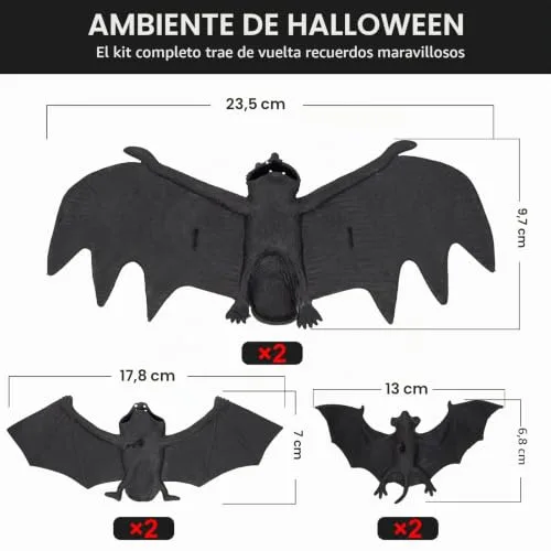 SINAYREK ▫️ Conjunto de decoração de Halloween, 6 peças de decoração 3D em forma de morcego 2