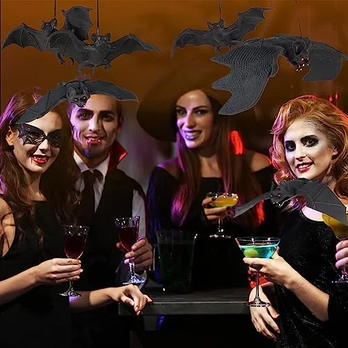 SINAYREK ▫️ Conjunto de decoração de Halloween, 6 peças de decoração 3D em forma de morcego 5
