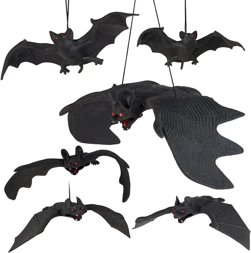 SINAYREK ▫️ Conjunto de decoração de Halloween, 6 peças de decoração 3D em forma de morcego