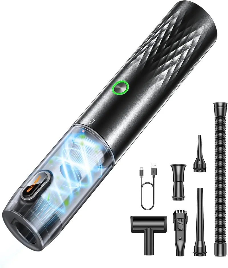 SEALIGHT ▫️ Aspirador de mão aspirador para carro de 29 000 PA, aspirador 4 em 1 para carro com autonomia de 40 minutos, motor sem escovas, 2 níveis de potência, mini aspirador para pêlos de animais de estimação, carro e casa