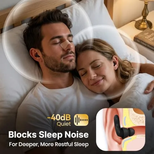 Relaxcharm ▫️ Tampões para os ouvidos para dormir de lado, reutilizáveis, em silicone, com redução passiva de ruído até 40 dB, com pontas de dupla camada e 5 opções de ajuste para roncos e viagens 4