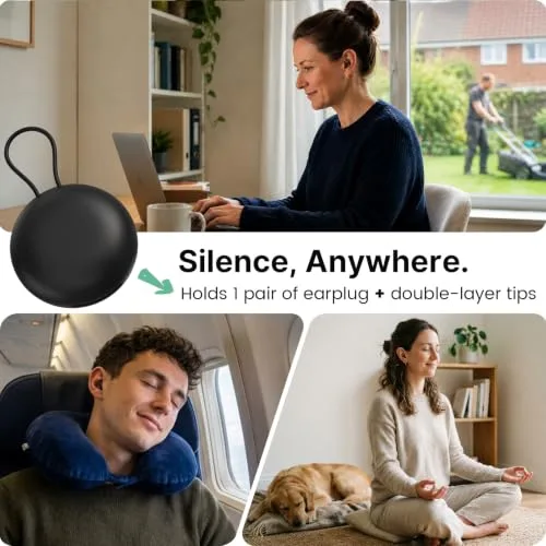 Relaxcharm ▫️ Tampões para os ouvidos para dormir de lado, reutilizáveis, em silicone, com redução passiva de ruído até 40 dB, com pontas de dupla camada e 5 opções de ajuste para roncos e viagens 7