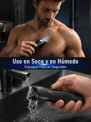 JOOPLEX ▫️ Máquina de barbear corporal para homem: Depiladora corporal à prova de água para homem, para uso a seco e a húmido, luz LED para corte de precisão nas axilas, peito, pernas e zona genital, ecrã digital da bateria, bloqueio de viagem 4
