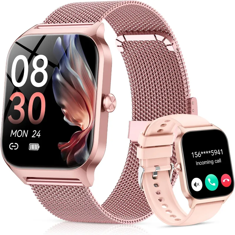 CASCHO ▫️ Relógio Inteligente para Mulher, Relógio Inteligente HD de 1,85" com Chamadas, Mais de 120 Modos Desportivos, Monitor Cardíaco e de Sono, Resistente à Água IP68, Chamadas pelo WhatsApp e Bluetooth, Presente para Mulher, Android/iOS