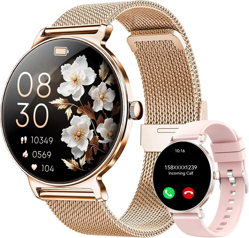 taopodo ▫️ Relógio inteligente para mulher, relógio inteligente de 1,27" para mulher com chamadas, monitor de sono, funcionalidades específicas para mulheres, mais de 120 modos desportivos, contador de passos, monitor de frequência cardíaca 24 horas, SpO2, IP68, para Android/iPhone