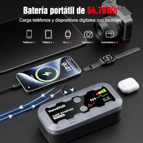 VerveVolt ▫️ 𝟳𝟵𝗼𝗳𝗳 𝟭𝟬𝟬𝟬𝟬𝗔 Arrancador de baterias de automóvel - Jump Starter 2