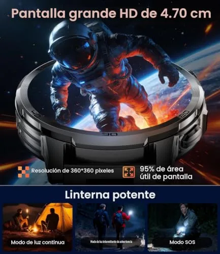 BENYAR SMART ▫️ Relógio Inteligente para Homem, 1,85", HD, bateria de 1000 mAh, chamadas, Bluetooth, IP68, Preto 2