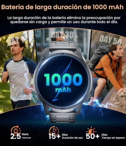 BENYAR SMART ▫️ Relógio Inteligente para Homem, 1,85", HD, bateria de 1000 mAh, chamadas, Bluetooth, IP68, Preto 3