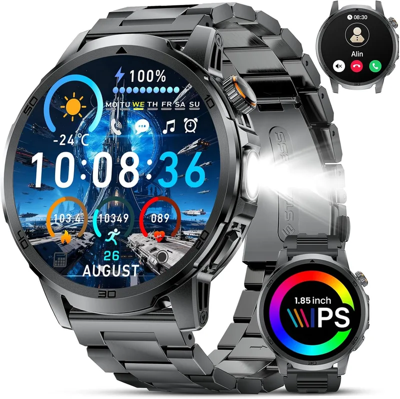 BENYAR SMART ▫️ Relógio Inteligente para Homem, 1,85", HD, bateria de 1000 mAh, chamadas, Bluetooth, IP68, Preto