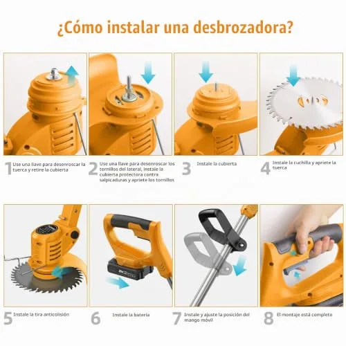 JYGMPRO ▫️ Desbastadora a bateria, Desbastadora elétrica de 21 V, Cortador de relva a bateria com 2 baterias de 2000 mAh, 2 tipos de lâminas, 11 000 RPM e motor, cabo telescópico de 85-120 cm 2