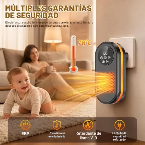 Cakoai ▫️ Aquecedor de baixo consumo, com ficha, 2 níveis, aquecedor elétrico cerâmico PTC 6
