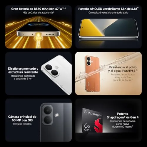 Xiaomi ▫️ POCO X8, smartphone com 8 GB + 256 GB, preto, bateria de 8340 mAh, carregamento de 67 W 3