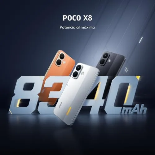 Xiaomi ▫️ POCO X8, smartphone com 8 GB + 256 GB, preto, bateria de 8340 mAh, carregamento de 67 W 6