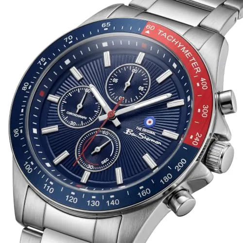 Ben Sherman ▫️ Winchester - Relógio cronógrafo de quartzo com mostrador prateado e bracelete de silicone branco para homem, vidro mineral, 3 ATM, caixa de 43,2 mm 2