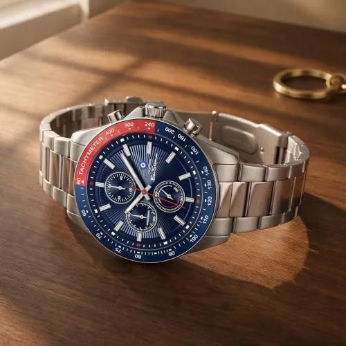 Ben Sherman ▫️ Winchester - Relógio cronógrafo de quartzo com mostrador prateado e bracelete de silicone branco para homem, vidro mineral, 3 ATM, caixa de 43,2 mm 4