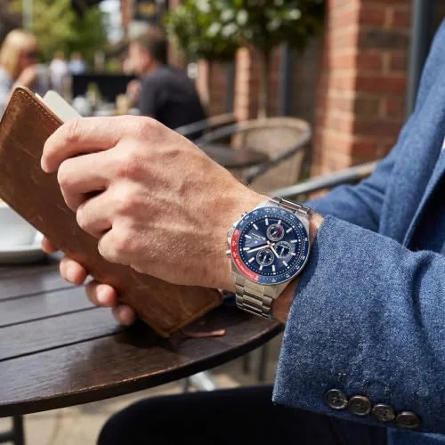 Ben Sherman ▫️ Winchester - Relógio cronógrafo de quartzo com mostrador prateado e bracelete de silicone branco para homem, vidro mineral, 3 ATM, caixa de 43,2 mm 5