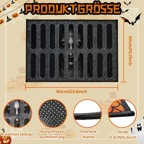 FestiKiva ▫️ Tapete de Halloween 60 x 40 cm, tapete 3D de terror para interior e exterior (cinzento-claro) 2