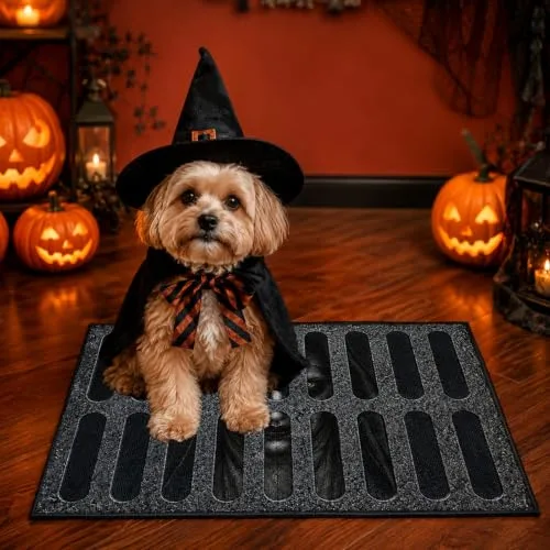 FestiKiva ▫️ Tapete de Halloween 60 x 40 cm, tapete 3D de terror para interior e exterior (cinzento-claro) 4