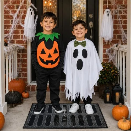 FestiKiva ▫️ Tapete de Halloween 60 x 40 cm, tapete 3D de terror para interior e exterior (cinzento-claro) 6