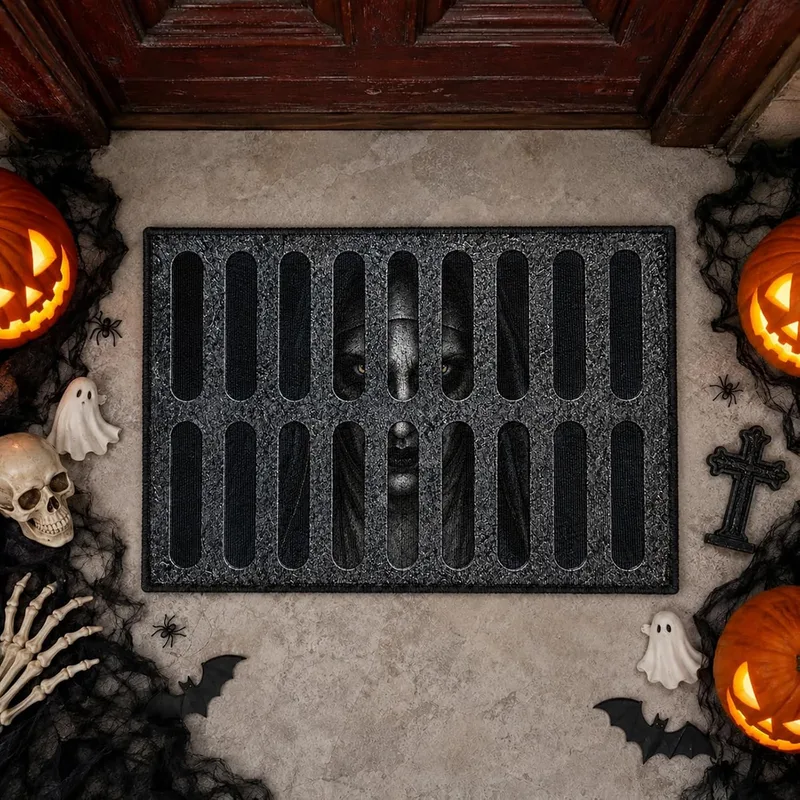 FestiKiva ▫️ Tapete de Halloween 60 x 40 cm, tapete 3D de terror para interior e exterior (cinzento-claro)